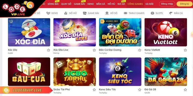 Lựa chọn sảnh chơi lode88 theo mong muốn